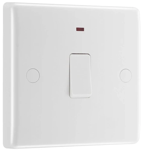 BG Nexus Series White Moulded 20A Double Pole Switch With LED Indicator And Flex Outlet