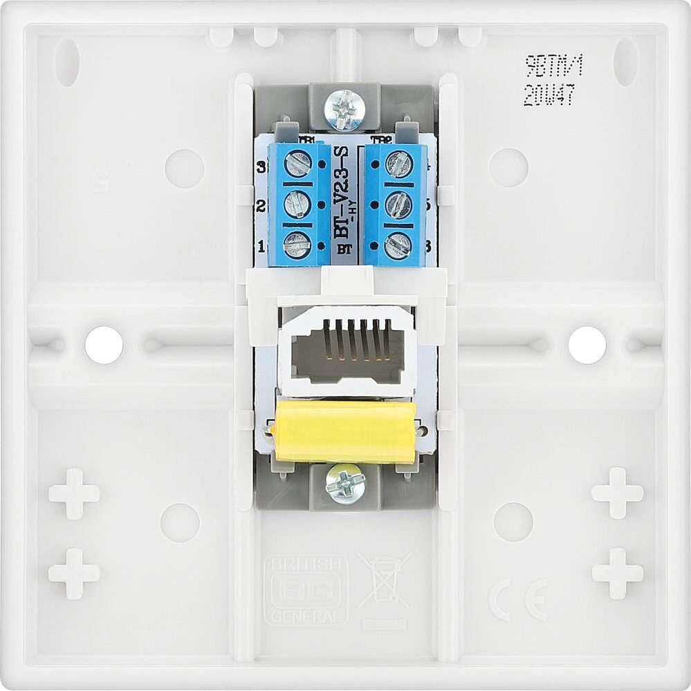 BG White Moulded Square Edge Single Master Telephone Socket Screw Type