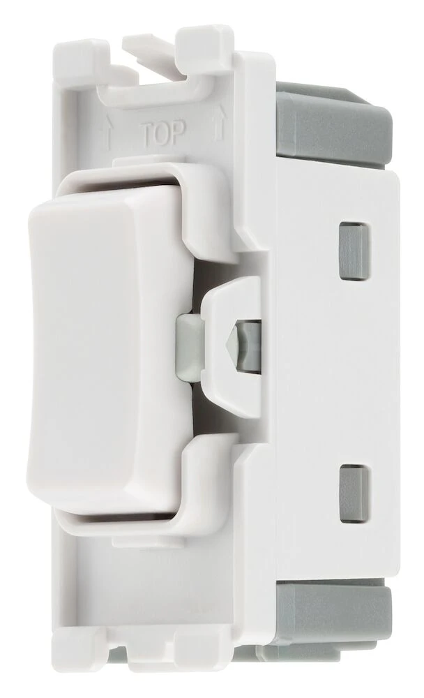 BG Grid 20A Switch Module Retractive, Centre Off, White