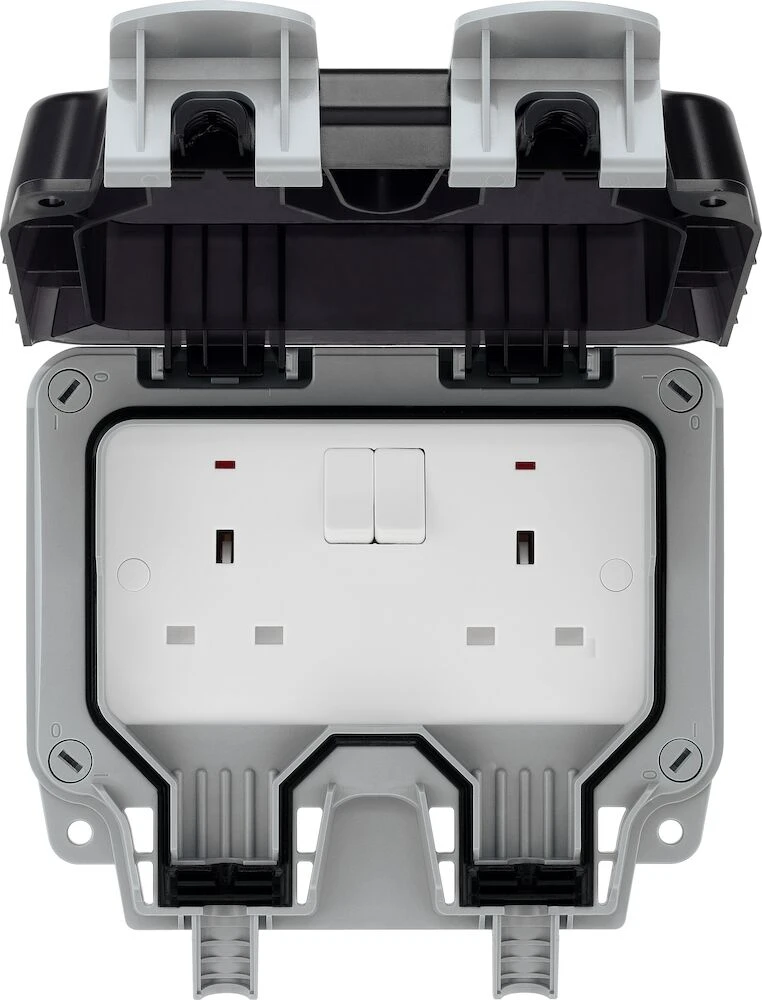 BG Nexus Storm, 13A Double Switched Socket, IP66