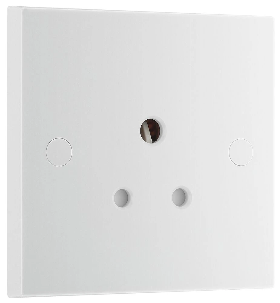 BG White Moulded Square Edge 5A Single Round Pin Unswitched Socket