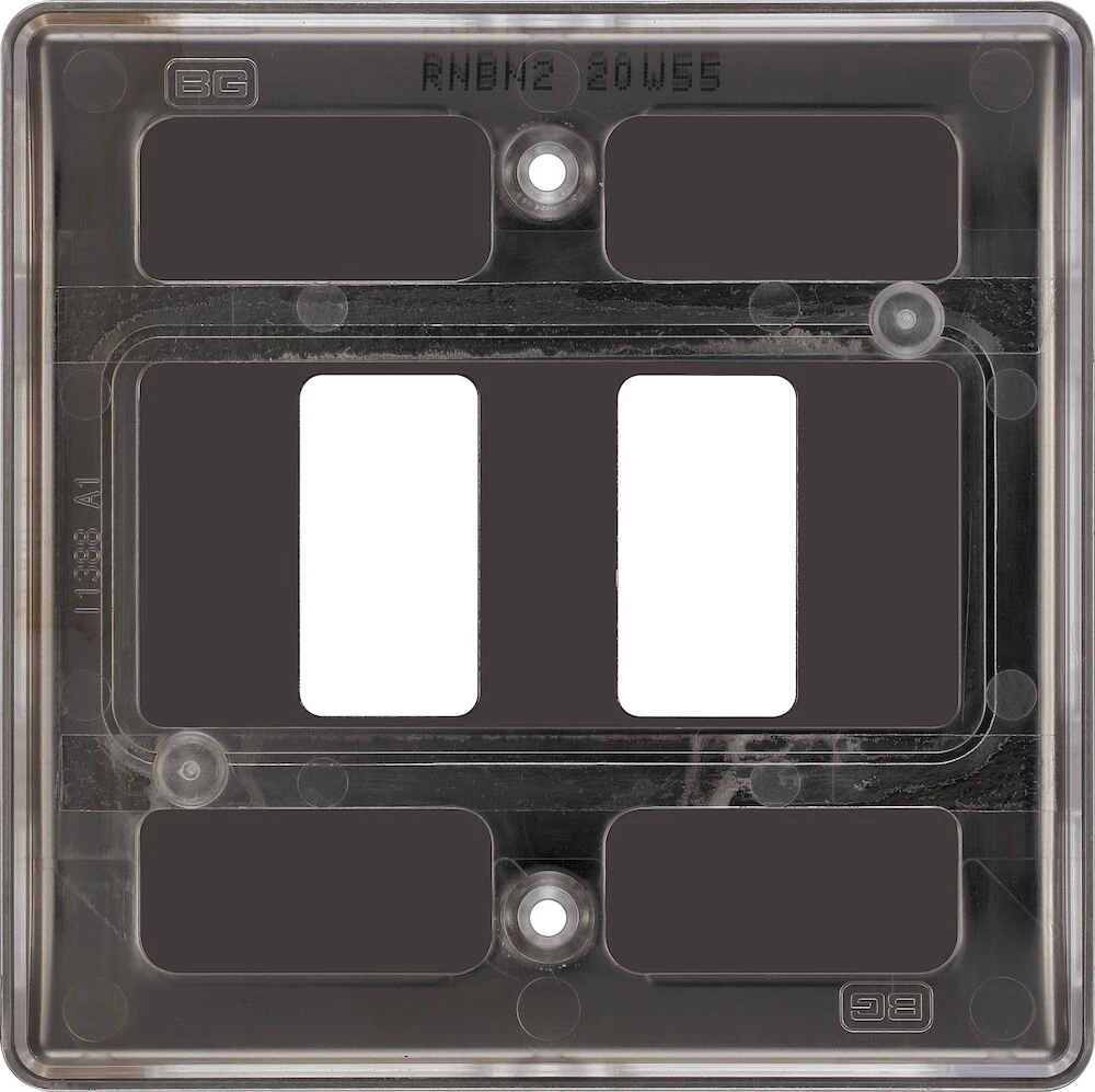 BG Grid Nexus Metal Square Front Plate 2 Module, Black Nickel