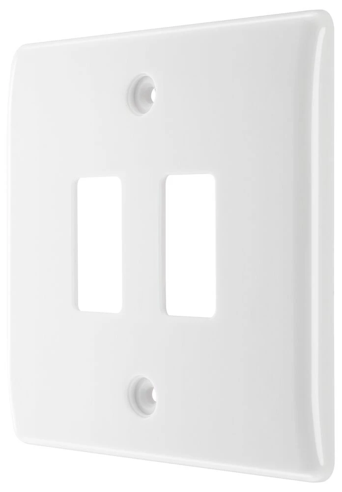 BG Grid Nexus Series White Moulded Front Plate 2 Module