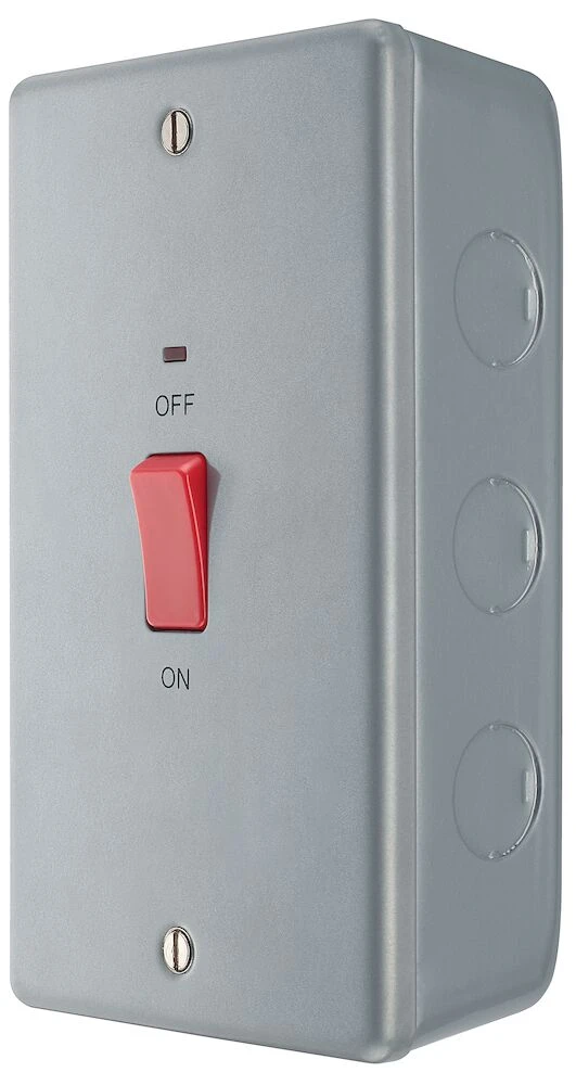 BG Metal Clad 45A Large Plate Double Pole Switch With LED Indicator