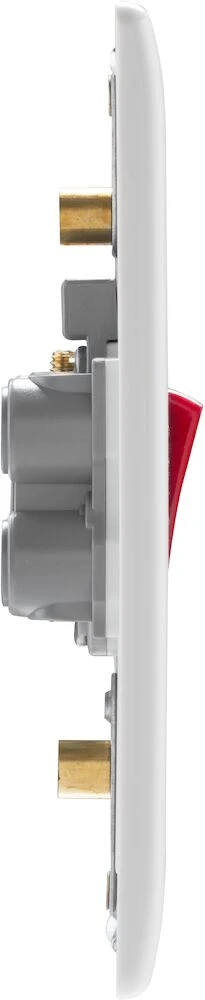 BG Nexus Series White Moulded 45A Large Plate Double Pole Switch With LED Indicator
