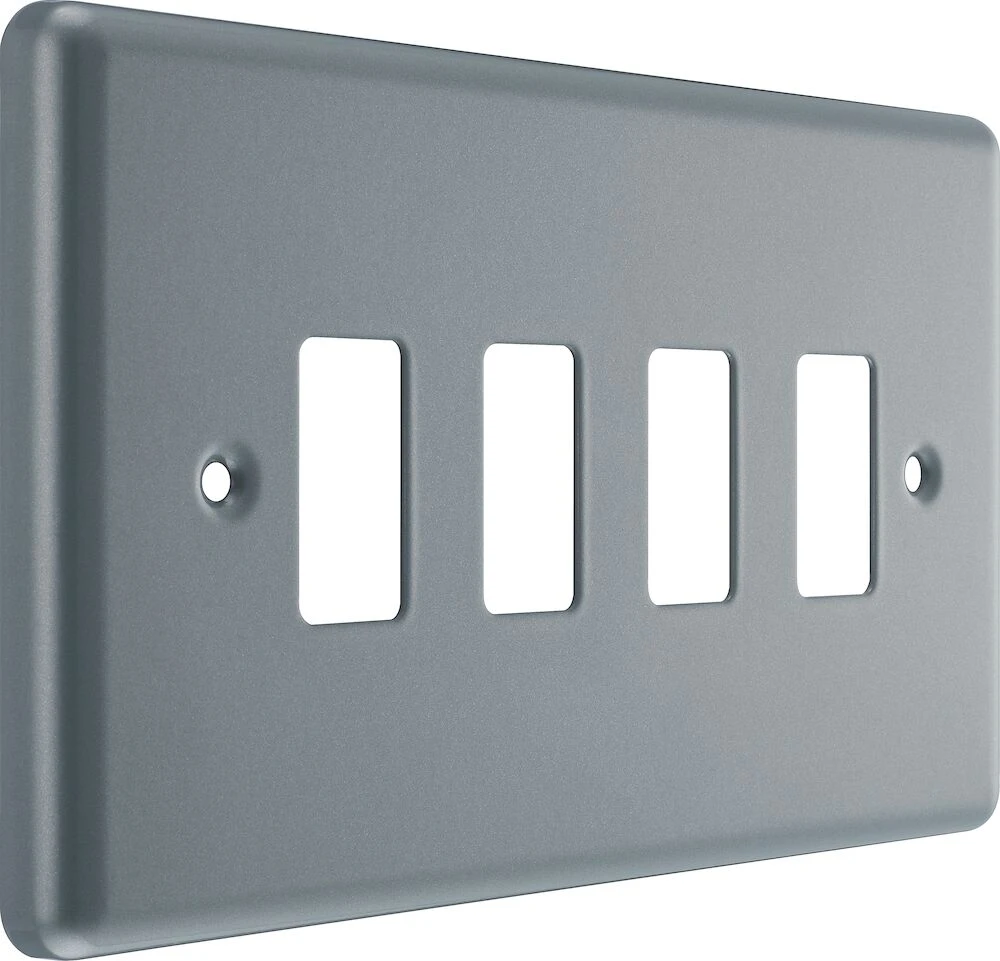 BG Grid Metal Clad Rectangular Front Plate 4 Module
