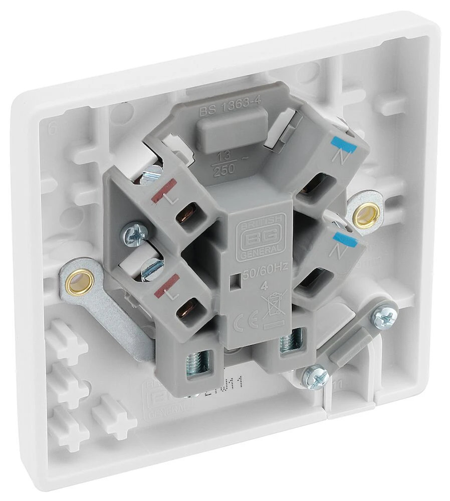 BG Nexus Series White Moulded 13A Unswitched Fused Connection Unit with LED Indicator and Flex Outlet