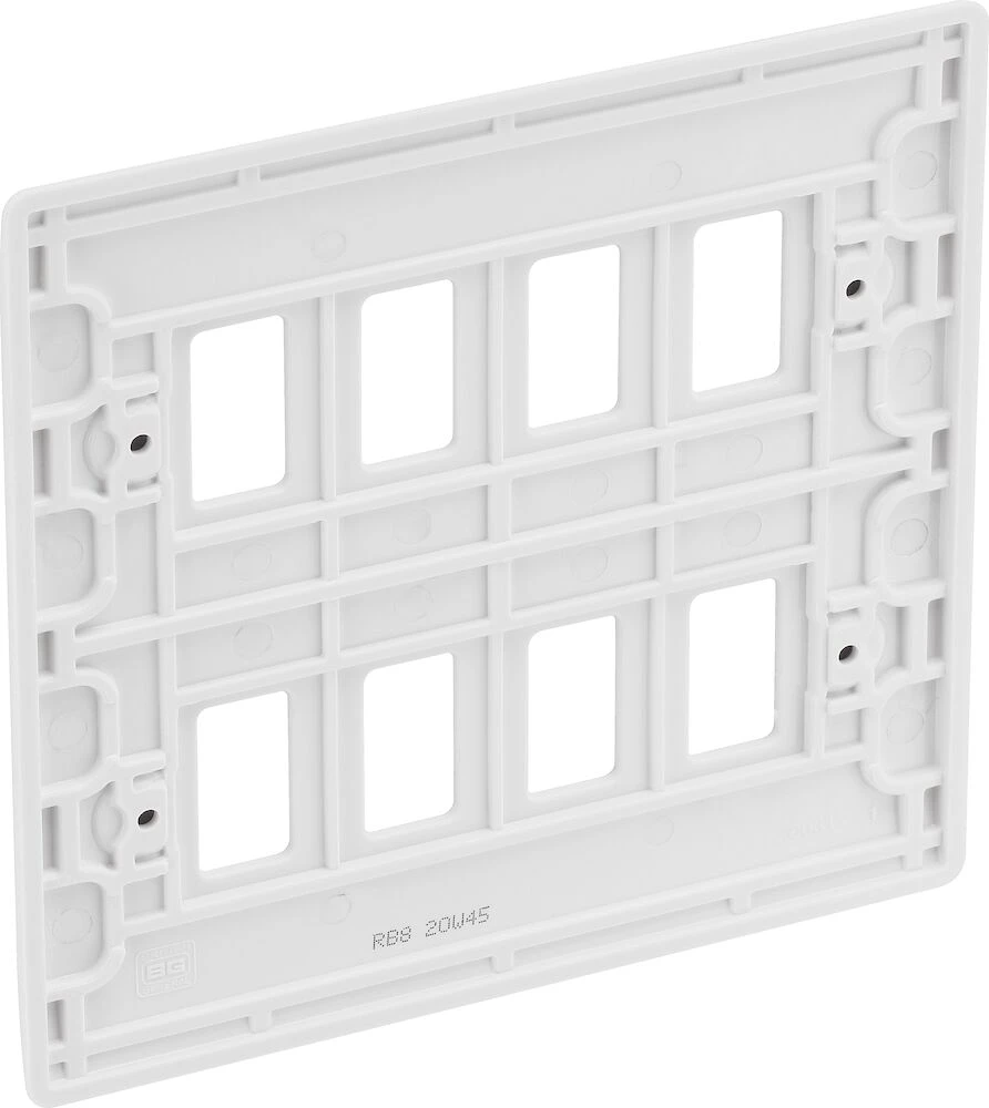 BG Grid Nexus Series White Moulded Front Plate 8 Module