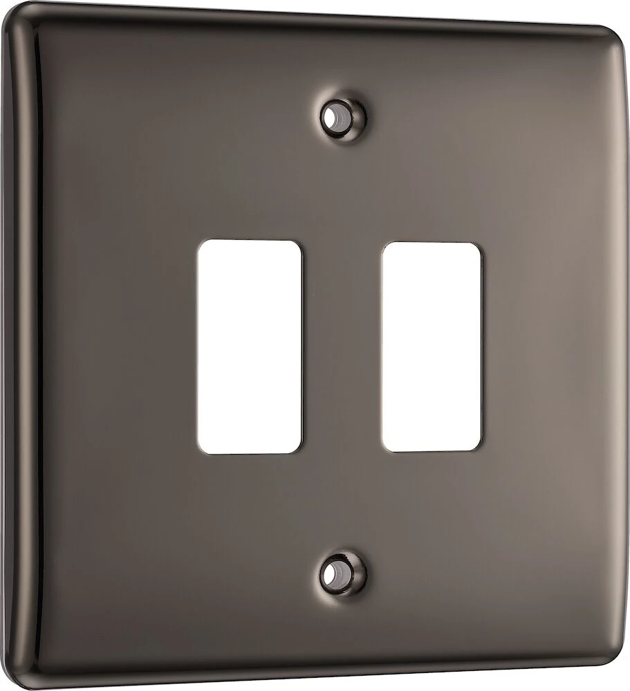 BG Grid Nexus Metal Square Front Plate 2 Module, Black Nickel