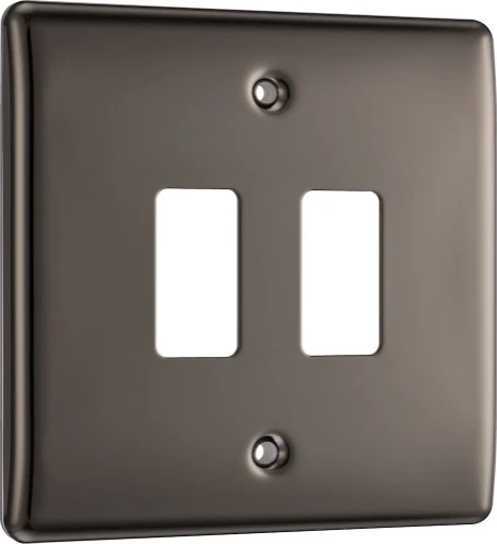 BG Grid Nexus Metal Square Front Plate 2 Module, Black Nickel