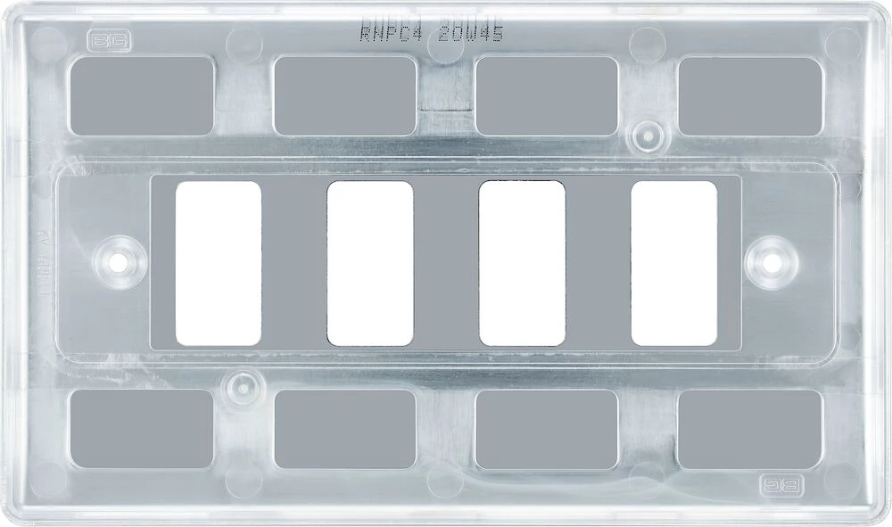 BG Grid Nexus Metal Rectangular Front Plate 4 Module, Polished Chrome