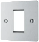 BG Screwed Flat plate Brushed Steel Square Euro Module Front Plate 1 Module