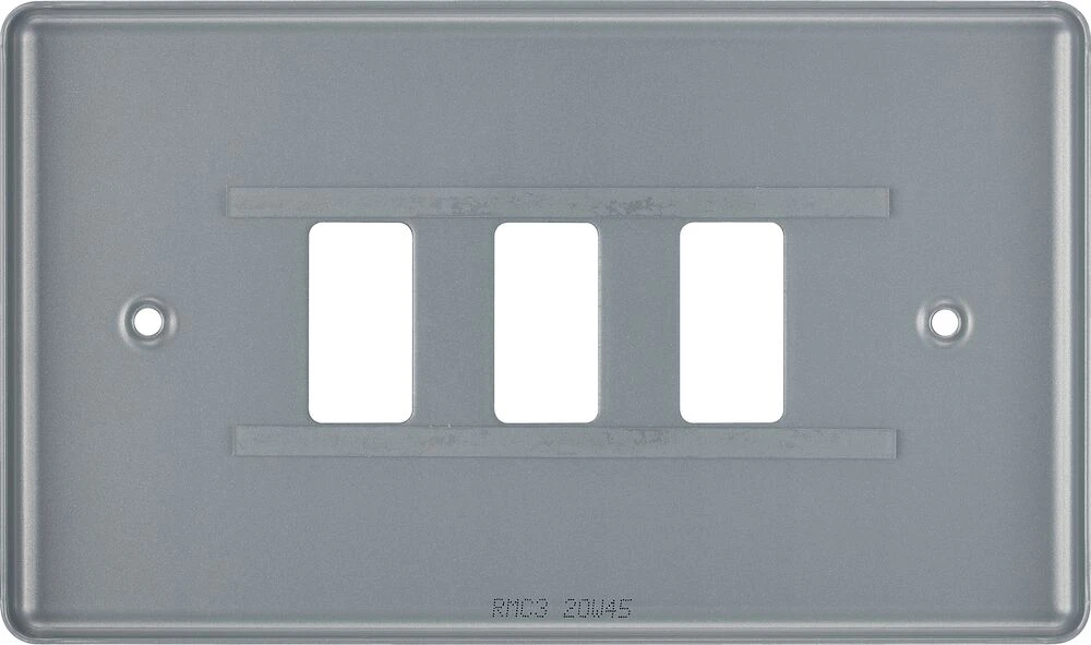 BG Grid Metal Clad Rectangular Front Plate 3 Module