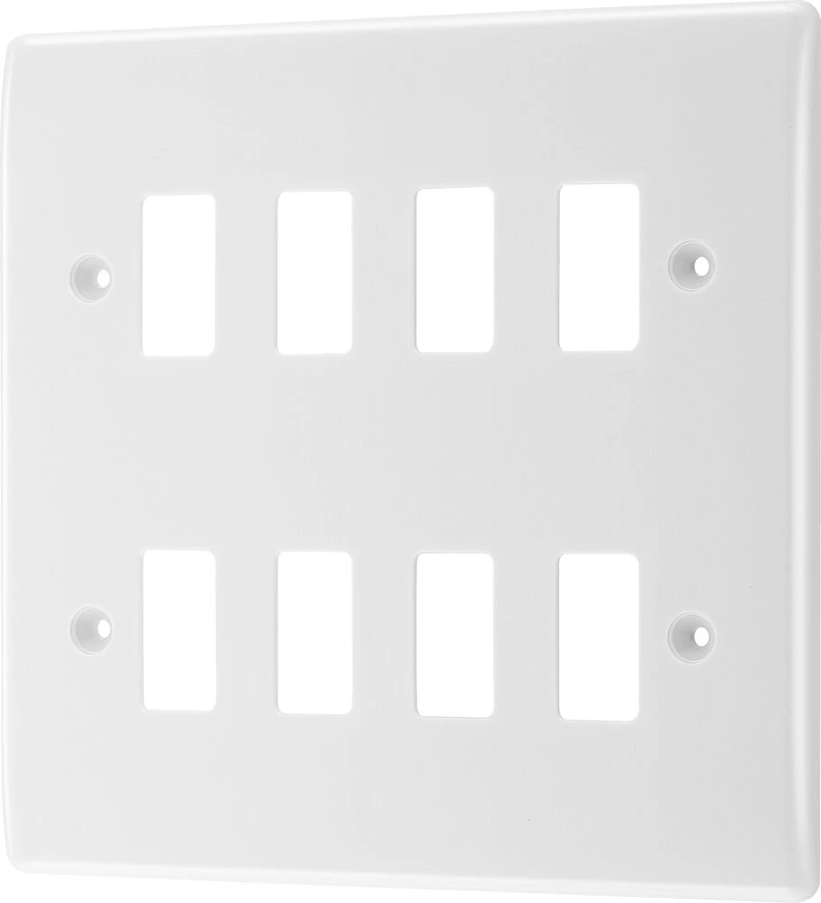 BG Grid Nexus Series White Moulded Front Plate 8 Module