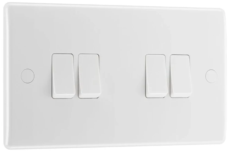BG Nexus Series White Moulded 20A 16AX Quadruple Switch 2 Way