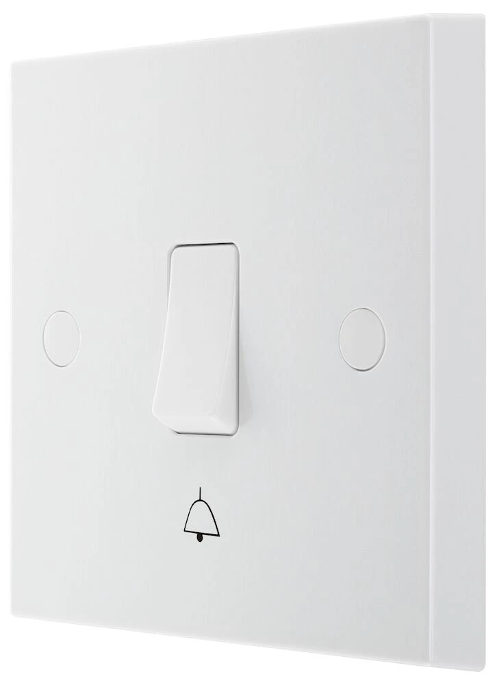 BG White Moulded Square Edge 10A Bell Push Switch 1 Way
