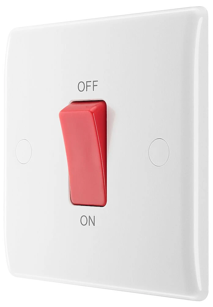 BG Nexus Series White Moulded 45A Square Plate Cooker Control Unit