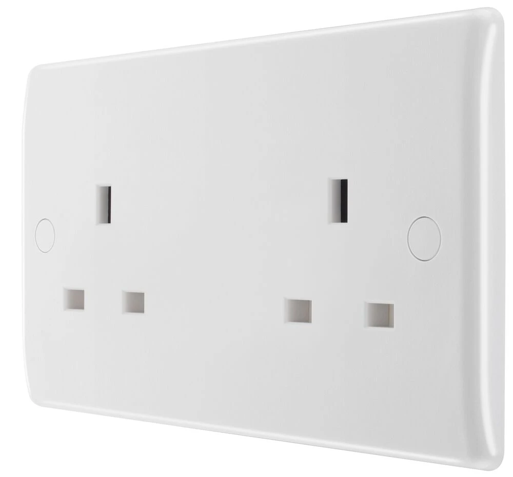 BG Nexus Series White Moulded 13A Double Unswitched Socket
