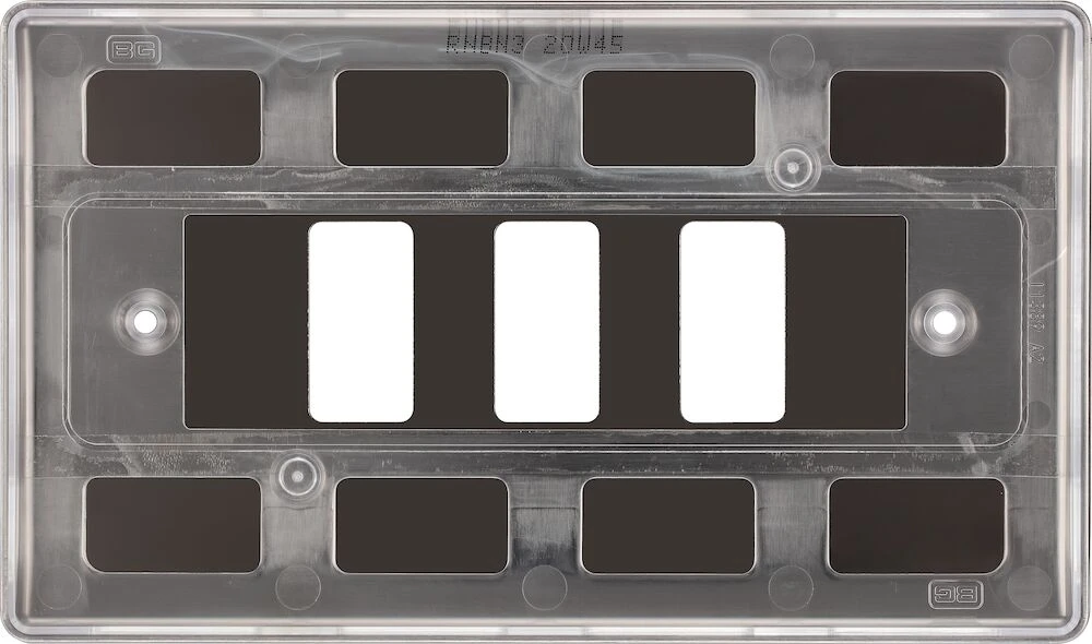 BG Grid Nexus Metal Rectangular Front Plate 3 Module, Black Nickel