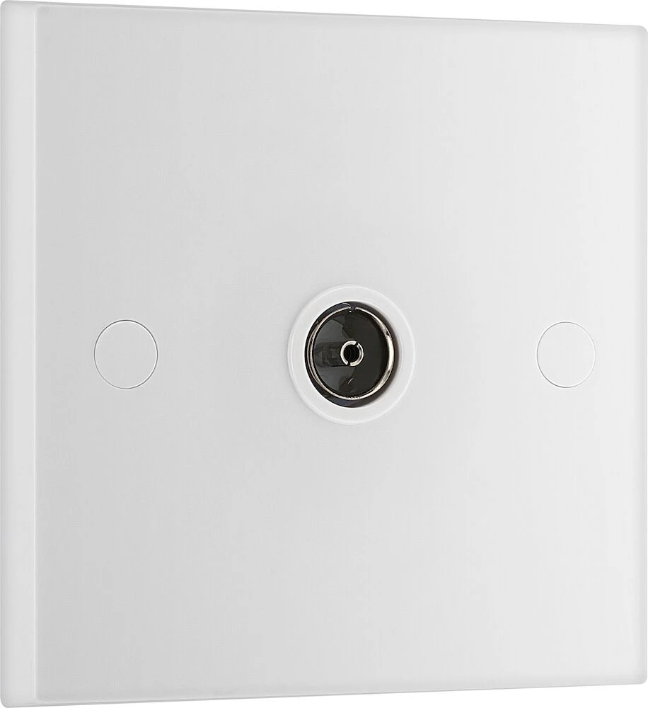 BG White Moulded Square Edge Single Co-Ax Aerial Socket for TV or FM