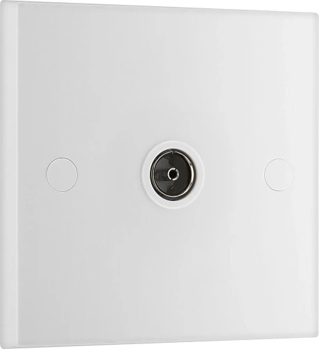 BG White Moulded Square Edge Single Co-Ax Aerial Socket for TV or FM