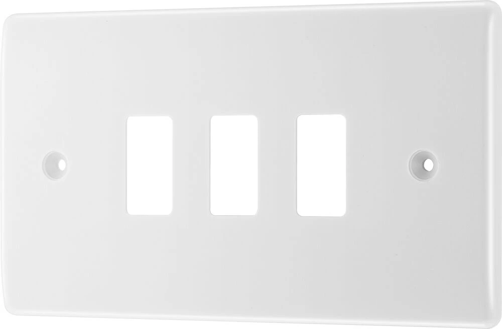 BG Grid Nexus Series White Moulded Front Plate 3 Module
