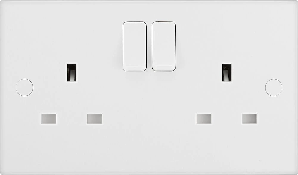 BG White Moulded Square Edge 13A Double Switched Socket