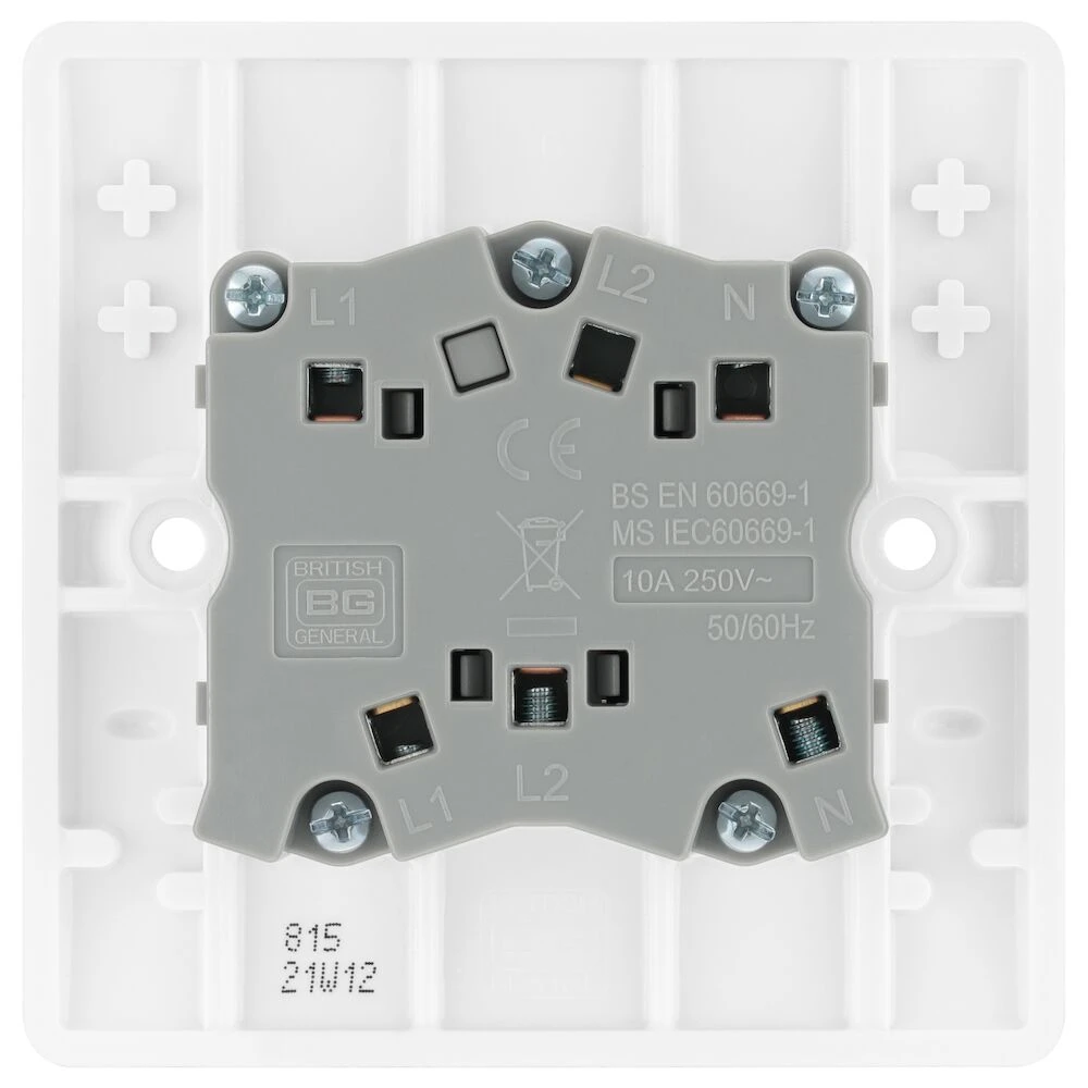 BG Nexus Series White Moulded 10AX Triple Pole Fan Isolator Switch