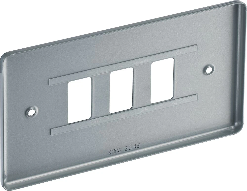 BG Grid Metal Clad Rectangular Front Plate 3 Module