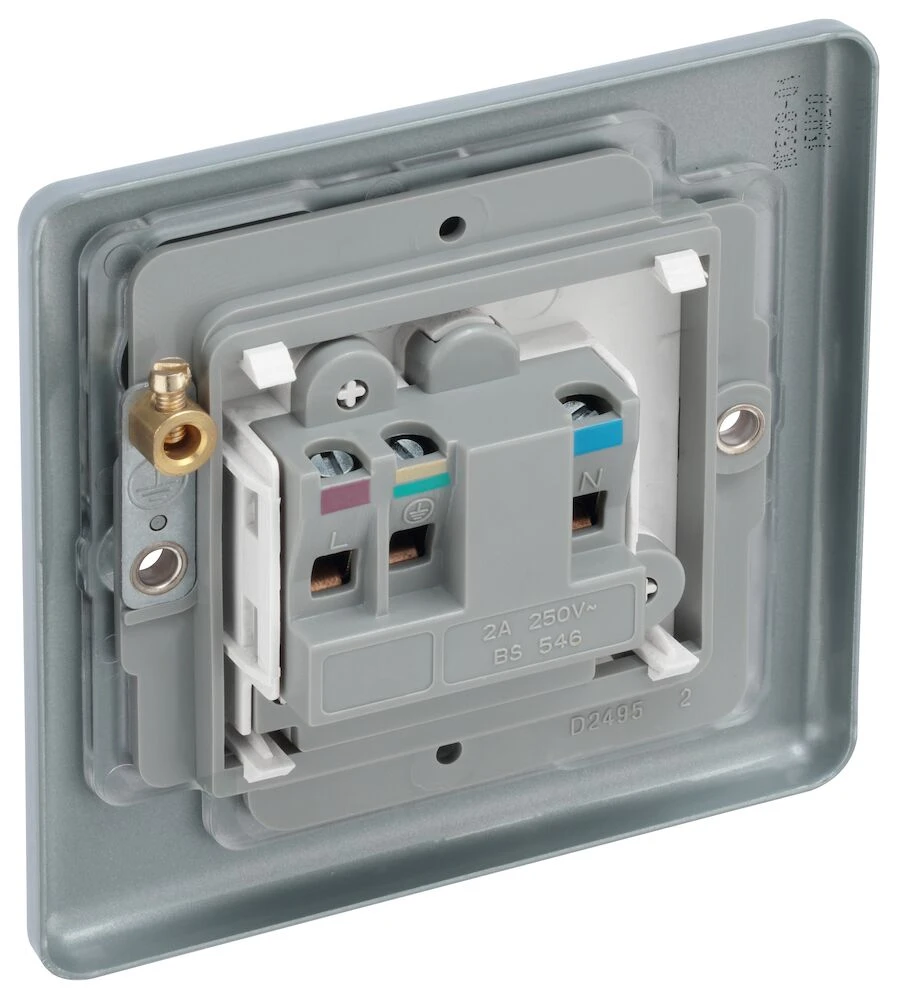 BG Metal Clad 2A Single Round Pin Unswitched Socket