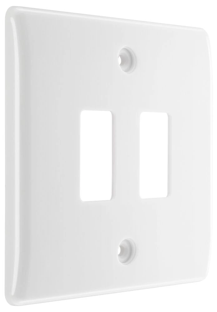 BG Grid Nexus Series White Moulded Front Plate 2 Module