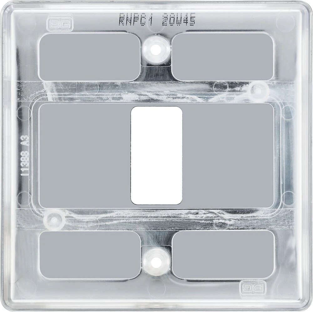 BG Grid Nexus Metal Square Front Plate 1 Module, Polished Chrome