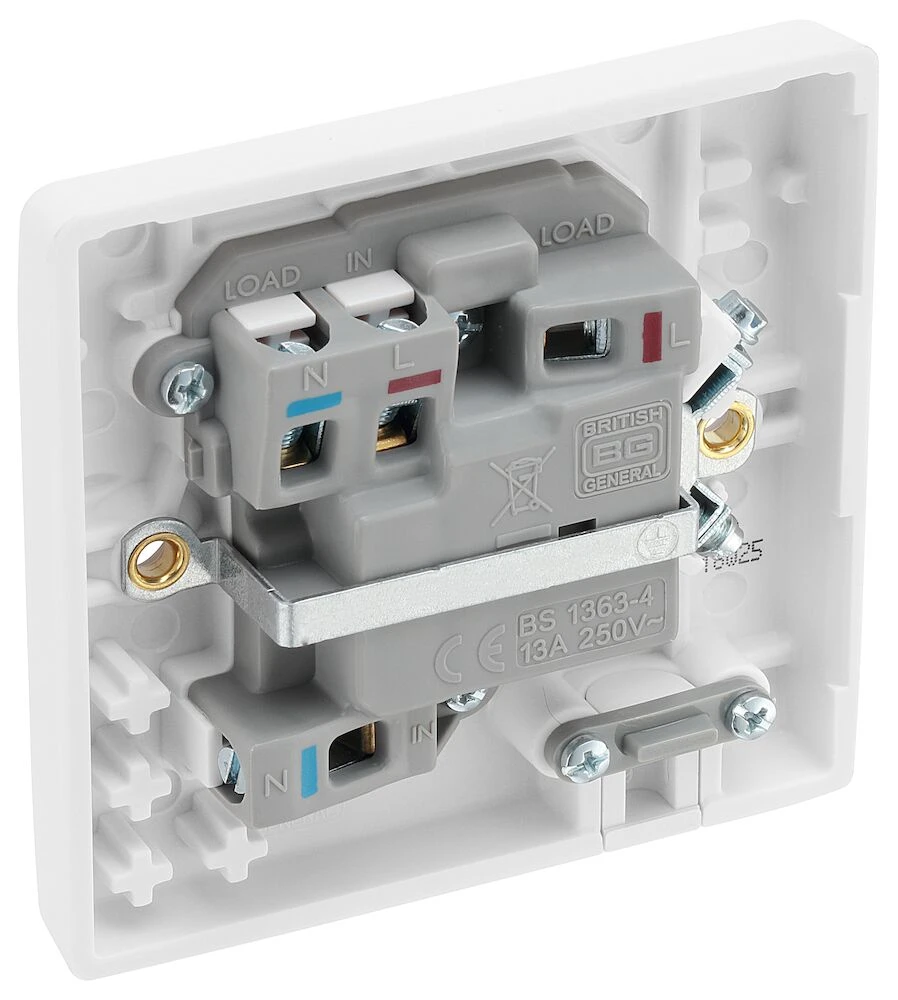 BG Nexus Series White Moulded 13A Switched Fused Connection Unit with LED Indicator and Flex Outlet