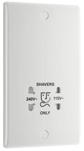 BG Nexus Series White Moulded Shaver Socket Dual Voltage 115/240V
