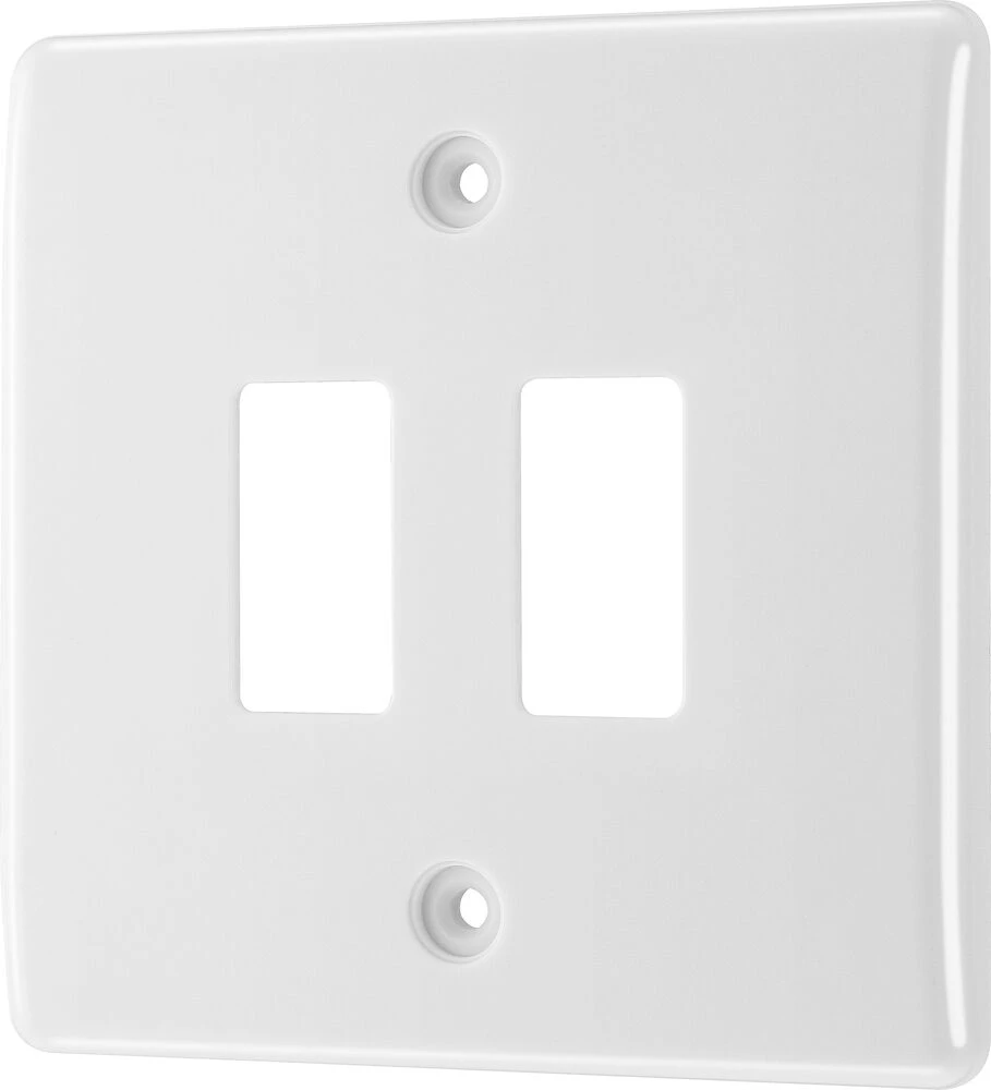 BG Grid Nexus Series White Moulded Front Plate 2 Module