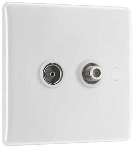 BG Nexus Series White Moulded TV/FM/SAT Co-Ax Socket