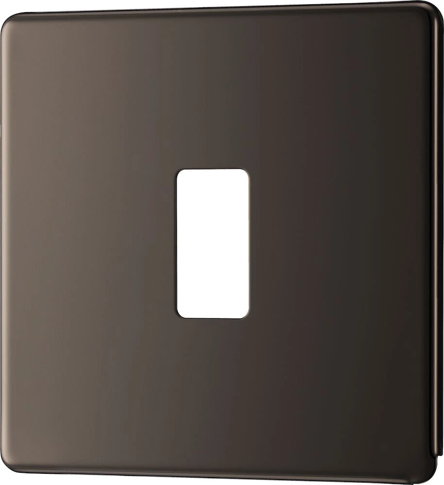 BG Grid Screwless Flatplate Square Front Plate 1 Module, Black Nickel