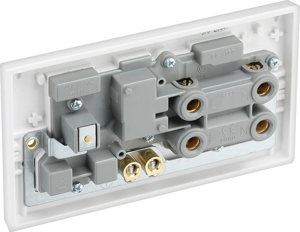 BG White Moulded Square Edge 45A Cooker Control Unit with 13A Socket And LED Indicators