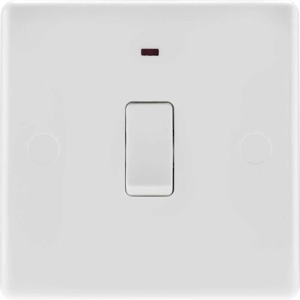 BG Nexus Series White Moulded 20A Double Pole Switch With LED Indicator