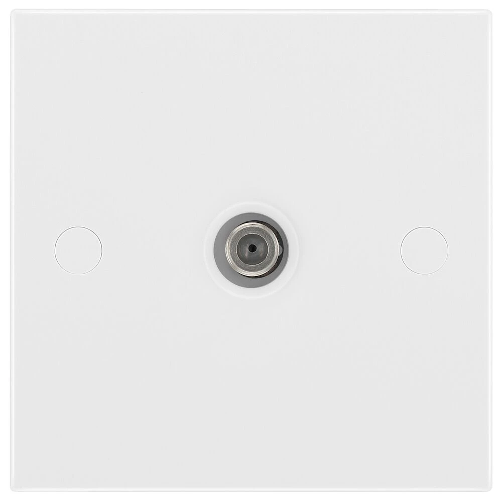 BG White Moulded Square Edge Single Satellite Socket
