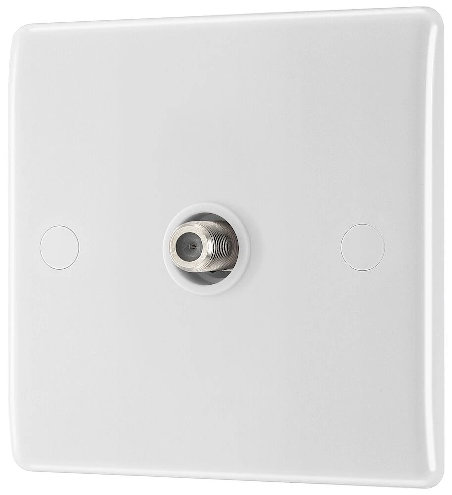 BG Nexus Series White Moulded Single Satellite Socket