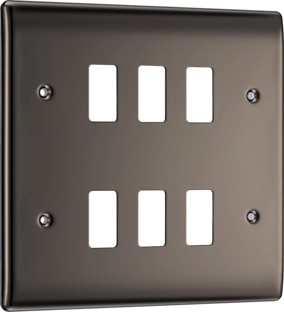 BG Grid Nexus Metal Square Front Plate 6 Module, Black Nickel