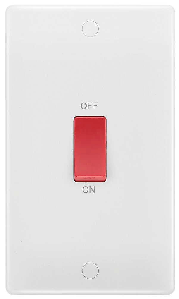 BG Nexus Series White Moulded 45A Large Plate Double Pole Switch