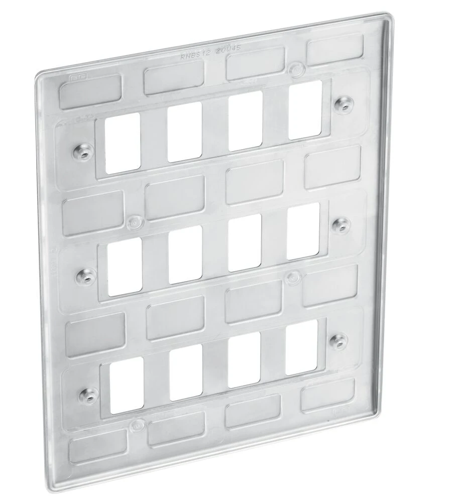BG Grid Nexus Metal Square Front Plate 12 Module, Brushed Steel