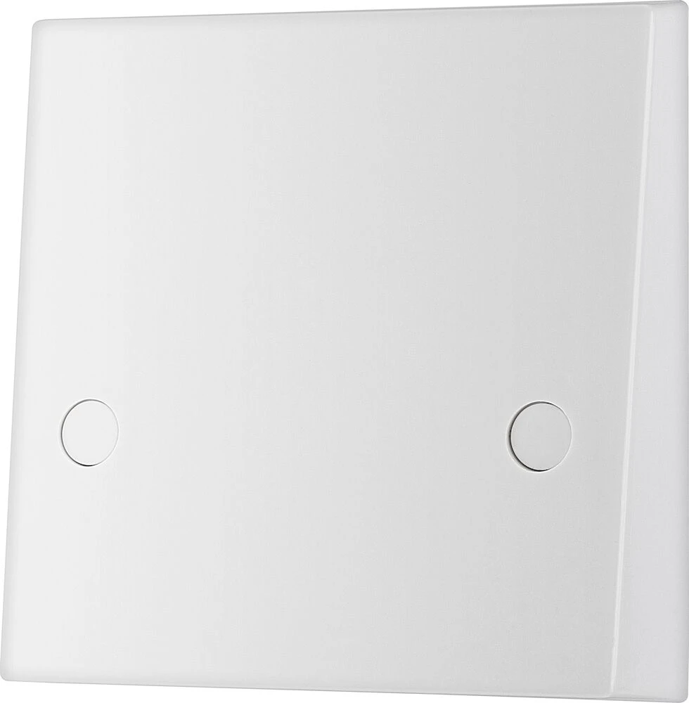 BG White Moulded Square Edge 45A Cooker Flex Outlet Plate Bottom Entry