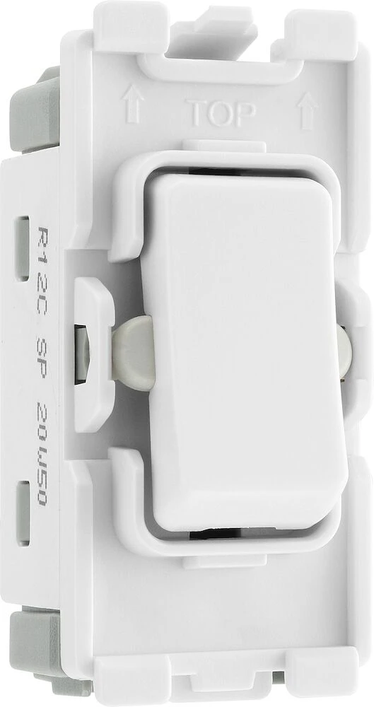 BG Grid 20A Switch Module 2 Way, Single Pole, Centre Off, White