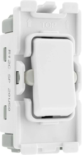 BG Grid 20A Switch Module 2 Way, Single Pole, Centre Off, White