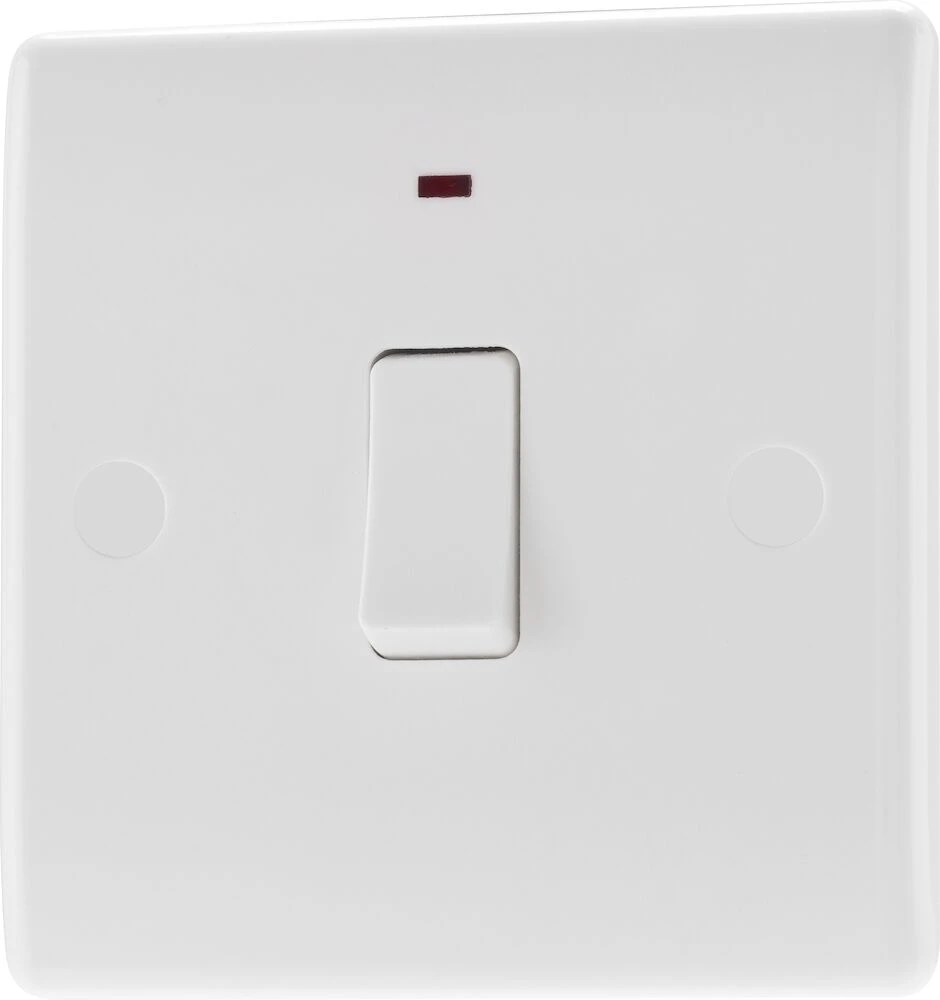 BG Nexus Series White Moulded 20A Double Pole Switch With LED Indicator