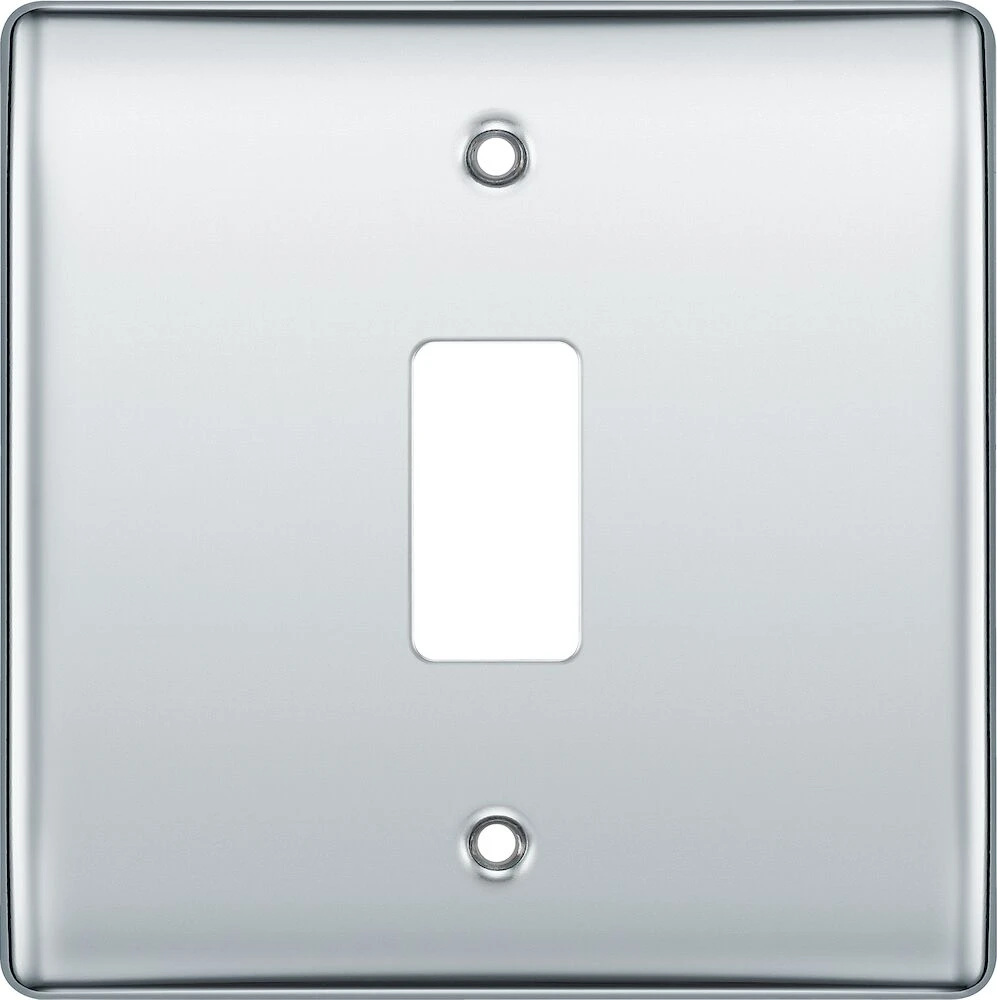 BG Grid Nexus Metal Square Front Plate 1 Module, Polished Chrome