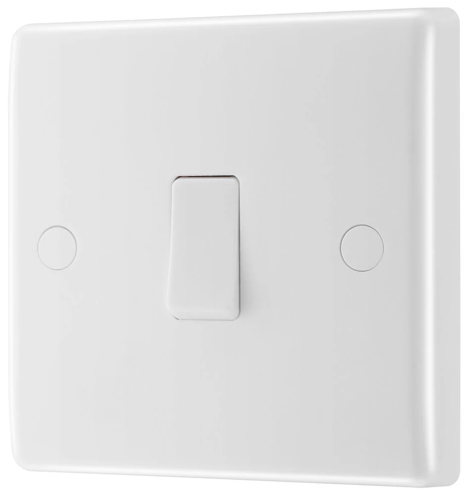 BG Nexus Series White Moulded 20A Single Switch With Flex Outlet